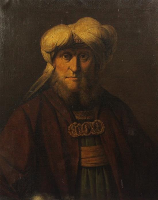 Early 19th century English School Portrait of a Turkish gentleman, 30 x 25in.